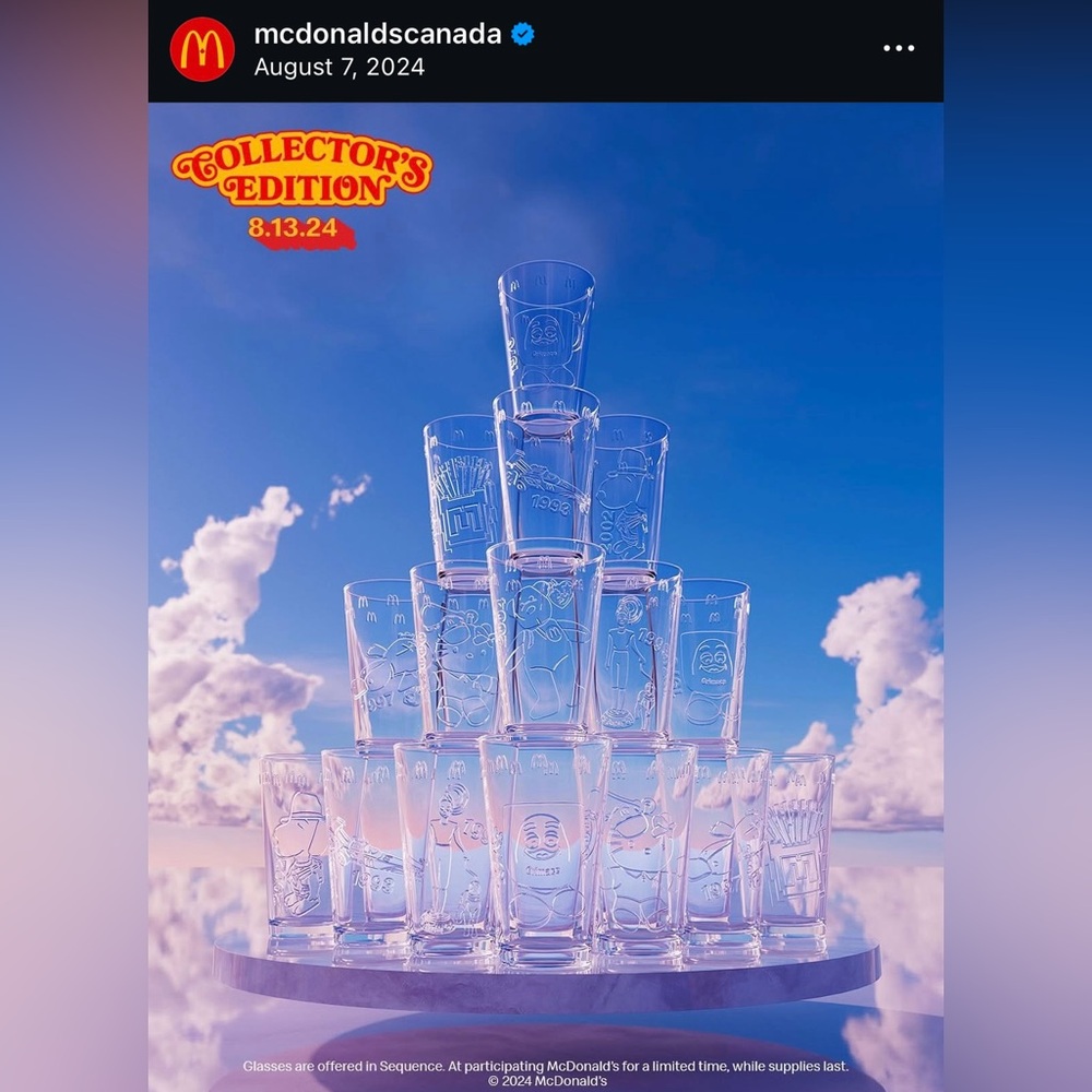 McDonalds Iconic Glass Collection-4 To Collect-Canada Exclusive 2024